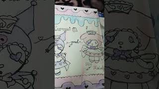 Kuromi and My Melody Drawing with outline Arts Ytshorts Subscribers [upl. by Naffets]