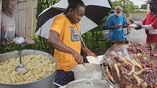 cooking for the less fortunate Callaloo pumpkin rice with Stew Peas  Homestyle chicken [upl. by Shute228]