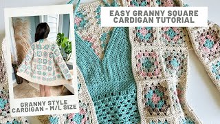 Vintage Granny Square Cardigan Crochet Pattern [upl. by Adranoel]