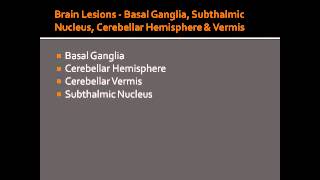 Brain Lesions  Basal Ganglia Subthalmic Nucleus Cerebellar Hemisphere amp Vermis [upl. by Phare]