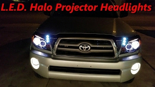 🚘 🛠 DIY Tacoma 201005 LED Halo Projector Headlights Amazon SpecD Tuning [upl. by Yruj]