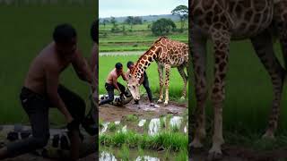 Two men saving giraffe giant python vs giraffe [upl. by Lj]