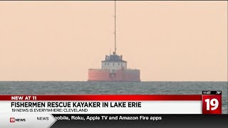 Kayaker using bucket to stay afloat rescued by two local fishermen in Cleveland [upl. by Addie266]