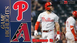 Phillies vs Diamondbacks GAME 5 NLCS Hightlights Oct2123  MLB Hightlights 2023 [upl. by Irakab]