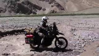 Bartang Valley River Crossing Kawasaki KLR650 [upl. by Strander991]