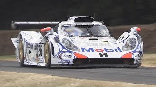 Porsche 911 GT198 Twin Turbo Flat6 Engine Sound  1998 24h of Le Mans winner at FoS 2018 [upl. by Ayenet]