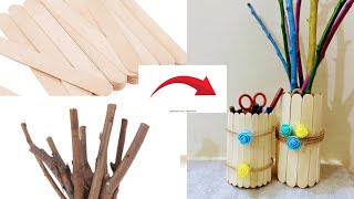 ICECREAM STICKS DIY  WOOD BRANCHES CRAFT  EASY ART  HOME DECOR  POPSICLES [upl. by Llerod]