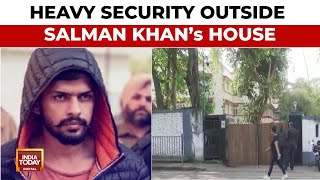 Heavy Security Outside Salman Khans House After Lawrence Bishnoi Gang Makes Deadly Threat [upl. by Akirahs]