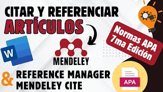 📚 Cómo Citar y Referencar ARTÍCULOS en APA 7ma Edición con Mendeley  Tutorial Completo en Word ✍️ [upl. by Winfield760]