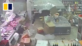 Strong wind causes chaos in supermarket in China [upl. by Meurer574]