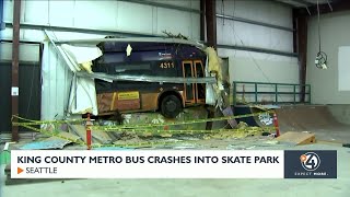 King County metro bus crashes into skate park [upl. by Animar981]