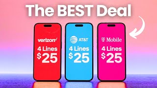 Verizon vs ATampT vs TMobile 4 Lines for 100 Plans Which is the BEST Deal [upl. by Eugatnom242]