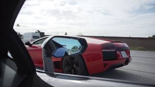 Straight piped Aventador SVJ POV in canyons Murcielago shoots huge flame [upl. by Noble]