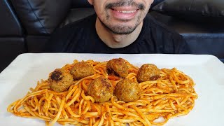 PASTA LINGUINE AND MEATBALLS DELICIOUS MEAL MUKBANG EATING SHOW [upl. by Kyd]