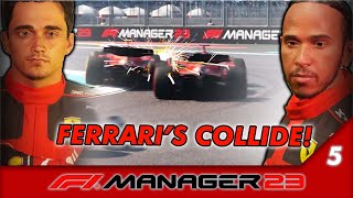 LECLERC AND HAMILTON COLLIDE F1 Manager 23  Lewis to Ferrari 5 [upl. by Shaum94]