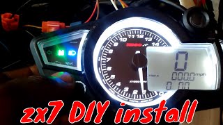 ZX7rr Ninja DIY Koso Rx1n Install part 5 rpm tach working [upl. by Sleinad851]