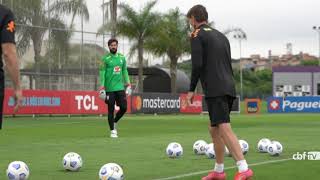 Alisson and Ederson duel at Brazil practice for the most number of saves [upl. by Noevad123]