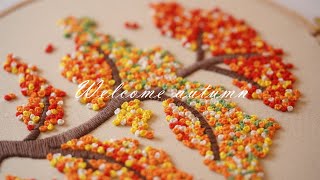 Welcome autumnBeginner friendlyEmbroidery tutorial [upl. by Aneekan]