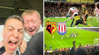 AWAY END CARNAGE at Watford vs Stoke  1500 STOKE FANS GO MENTAL [upl. by Htebharas]