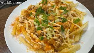 Peri Peri Chicken Loaded Fries  Nandos Inspired Recipe by World Cuisine [upl. by Voleta]