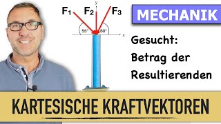 Kartesische Kraftvektoren  resultierende Kraft  Summe koplanarer Kräfte  Addition von Vektoren [upl. by Anitserp]