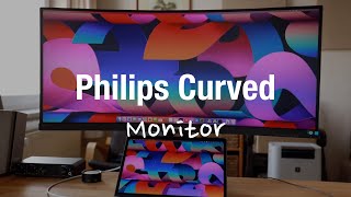 Philips 34 Inch Curved Ultrawide USBC Dock Office Monitor 346B1C [upl. by Arnuad721]