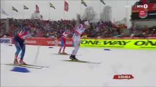 Falun 2015 50 km classic finish  Northug Bauer Olsson [upl. by Reinal]