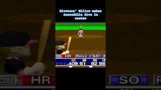 Riveters Willow makes incredible dive in center mlb baseball dive retrogaming playstation ps1 [upl. by Pierson]