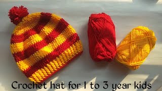 Crochet Quick And Easy Hat For Beginners  Crochet 13 Year Hat For Kids  Crochet Cap Tutorial [upl. by Leur]