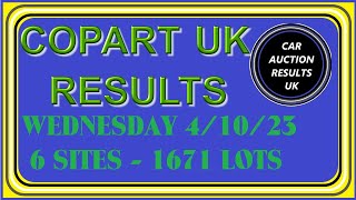 COPART UK AUCTION RESULTS FOR WED 3124 [upl. by Kcirddahc]