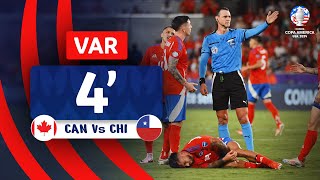 CONMEBOL Copa América  VAR Review  Red Card  CANADA  CHILE  Minute 4 [upl. by Plossl779]