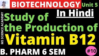 Production of Vitamin B12HindiPharmaceutical Biotechnology Unit 5 B Pharmacy 6 SemL10 [upl. by Alonzo]