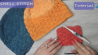 Crochet the SHELL STITCH in the ROUND  Tutorial  How To [upl. by Inalaehon]