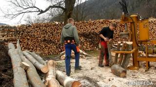 Holzspalten  Arbeiten mit der Motorsäge [upl. by Aremat]