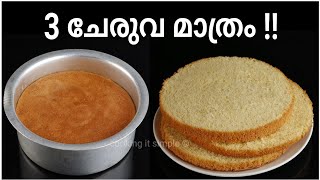 3 ചേരുവ മാത്രം മതി  3 ingredient vanilla sponge cake recipe malayalam cooking it simple cake [upl. by Reese]