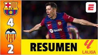 BARCELONA REMONTÓ con HATTRICK DE LEWANDOWSKI 42 vs VALENCIA en MONTJUIC Sigue segundo  La Liga [upl. by Chavey269]