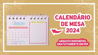 CALENDÁRIO DE MESA FOFA 2024 TAMANHO A6  ARQUIVO GRATUITO [upl. by Itnavart25]