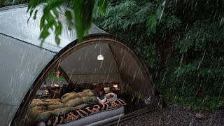 Solo Camping in the heavy rain lying on the bed in a cozy tent and relaxing time [upl. by Deegan]