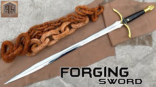 Forging a SWORD out of Rusted Iron CHAIN [upl. by Elimay]