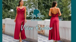 Women Burgundy Mermaid Spaghetti Straps Backless Split Front Long Prom Bridesmaid Dress  ZAPAKA [upl. by Au]