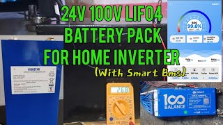 24v 100 ah lithium lifepo4 Battery Pack with smart bms for inverter Ups Hindi [upl. by Ettennat714]