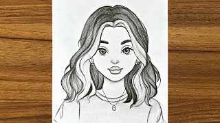 Cute girl drawing  Girl drawing easy step by step  Beautiful girl drawing for beginners [upl. by Nador558]