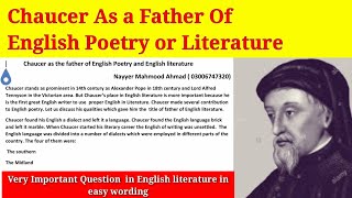 Geoffrey Chaucer is the father of English Literature or poetry Chaucer contribution to Literature [upl. by Blaze]