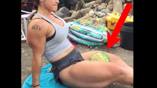 Woman DESTROYS Watermelon Between Her Legs [upl. by Ahsener224]