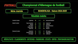 BUNDESLIGA  6ème journée 20242025  Résultats  Classements  Buteurs  Passeurs  Stats  Infos [upl. by Yblek274]