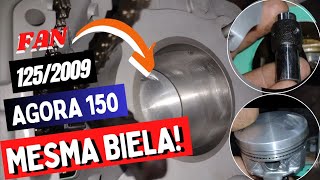 Ficou Fácil Aumentar a Potência 125 2009 Coloquei Cilindro da 150 na Fan 125 Sem Trocar a Biela [upl. by Eislel128]