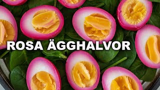 Rosa ägghalvor färgat med rödbeta [upl. by Yelyr]