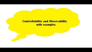 Controllability and Observability in Control System with Examples [upl. by Nat]