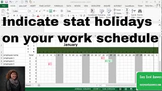 How to indicate stat holidays on your work schedule in Excel [upl. by Ximenes]