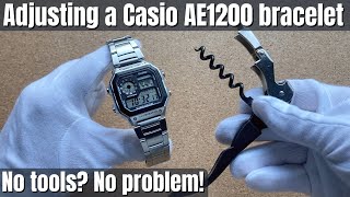 How to adjust  resize a Casio AE1200WHD bracelet  NO TOOLS [upl. by Anileda44]